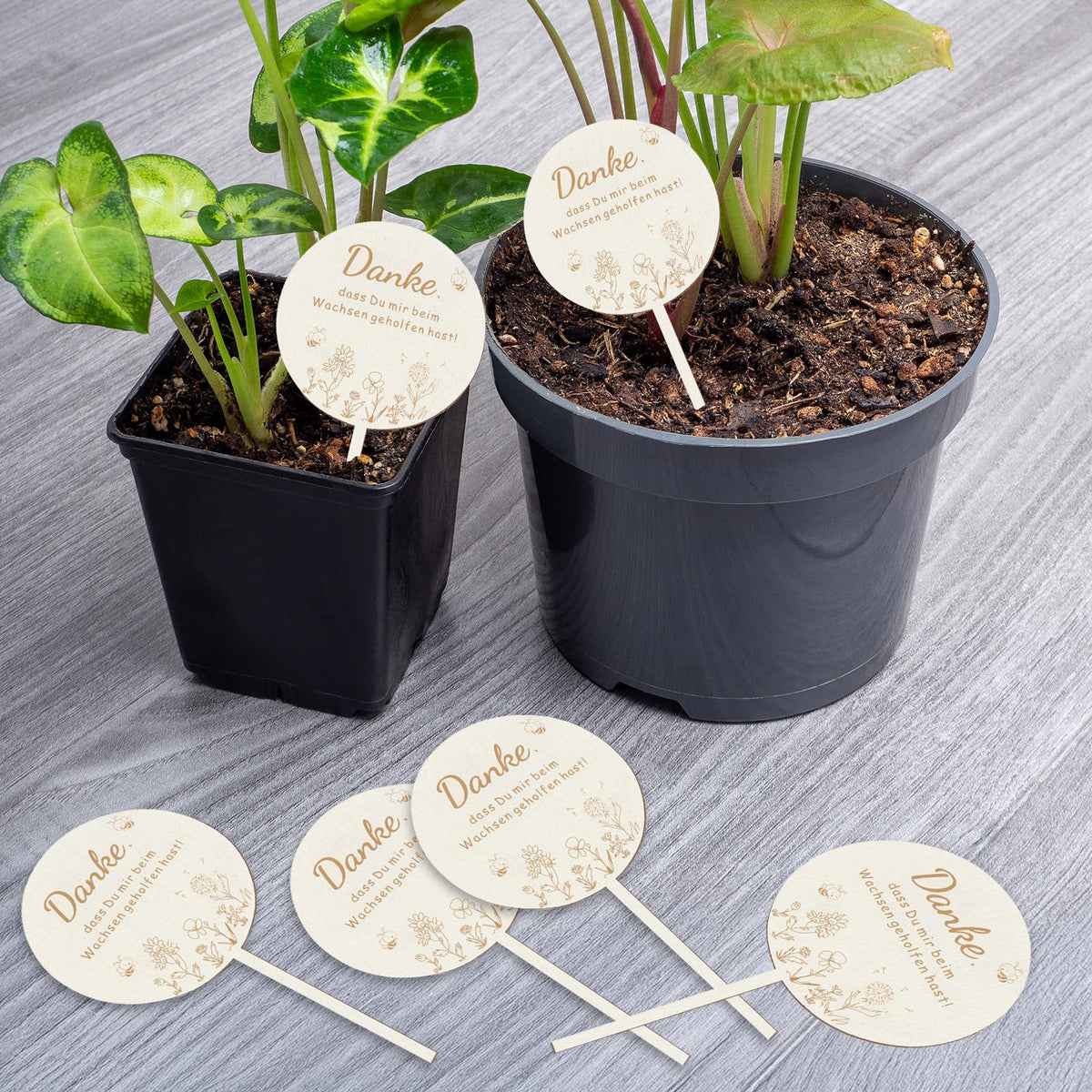 Wooden Plant Stake Engraved 'Thank You For Helping Me Grow' Garden Gift – Natural