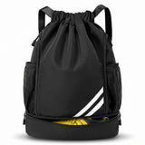 Kids Sports Gym Backpack Drawstring Sports Bag Lightweight – Black