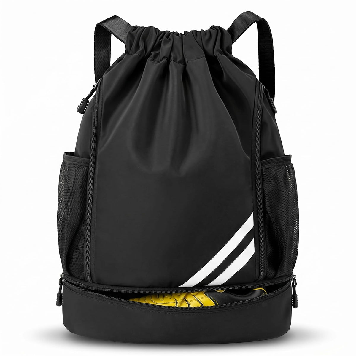 Kids Sports Gym Backpack Drawstring Sports Bag Lightweight – Black