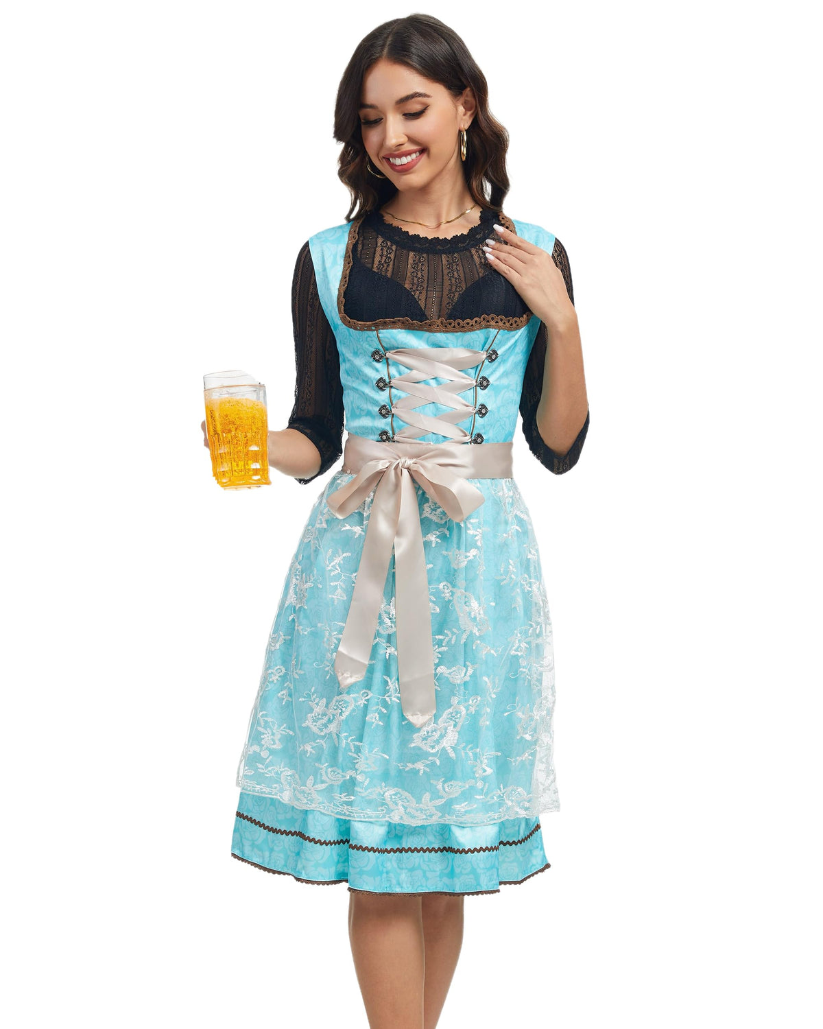 Dirndl Blouse Lace Bavarian Oktoberfest – Black S