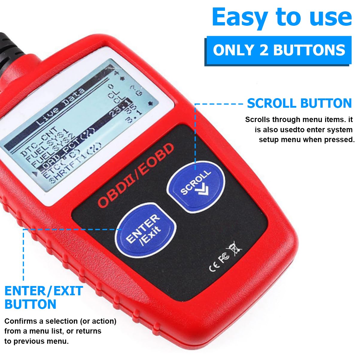 OBD2 Diagnostic Scanner Vehicle Code Reader Full OBDII Functions - OBD2