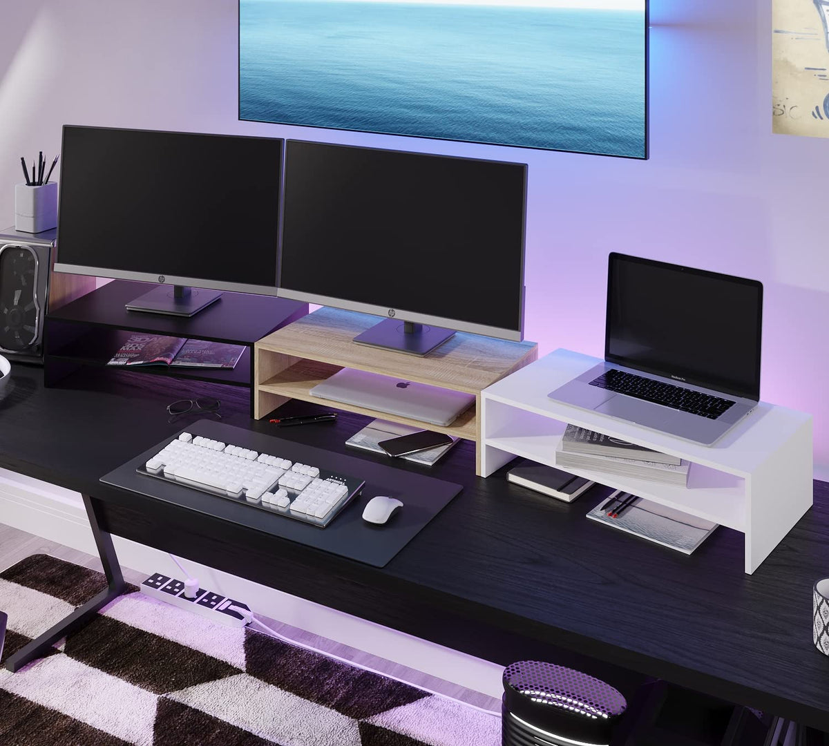 ComfortCove Monitor Stand, 2-Tier Monitor Stand, Computer Monitor Stand, Laptop Stand, Computer Stand, Printer Stand with Storage Tray, Ideal for Your Home Office, White