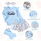 Baby Girl 0-3 Months Ruffled Romper & Tutu Outfit with Headband Photoshoot Set – Blue