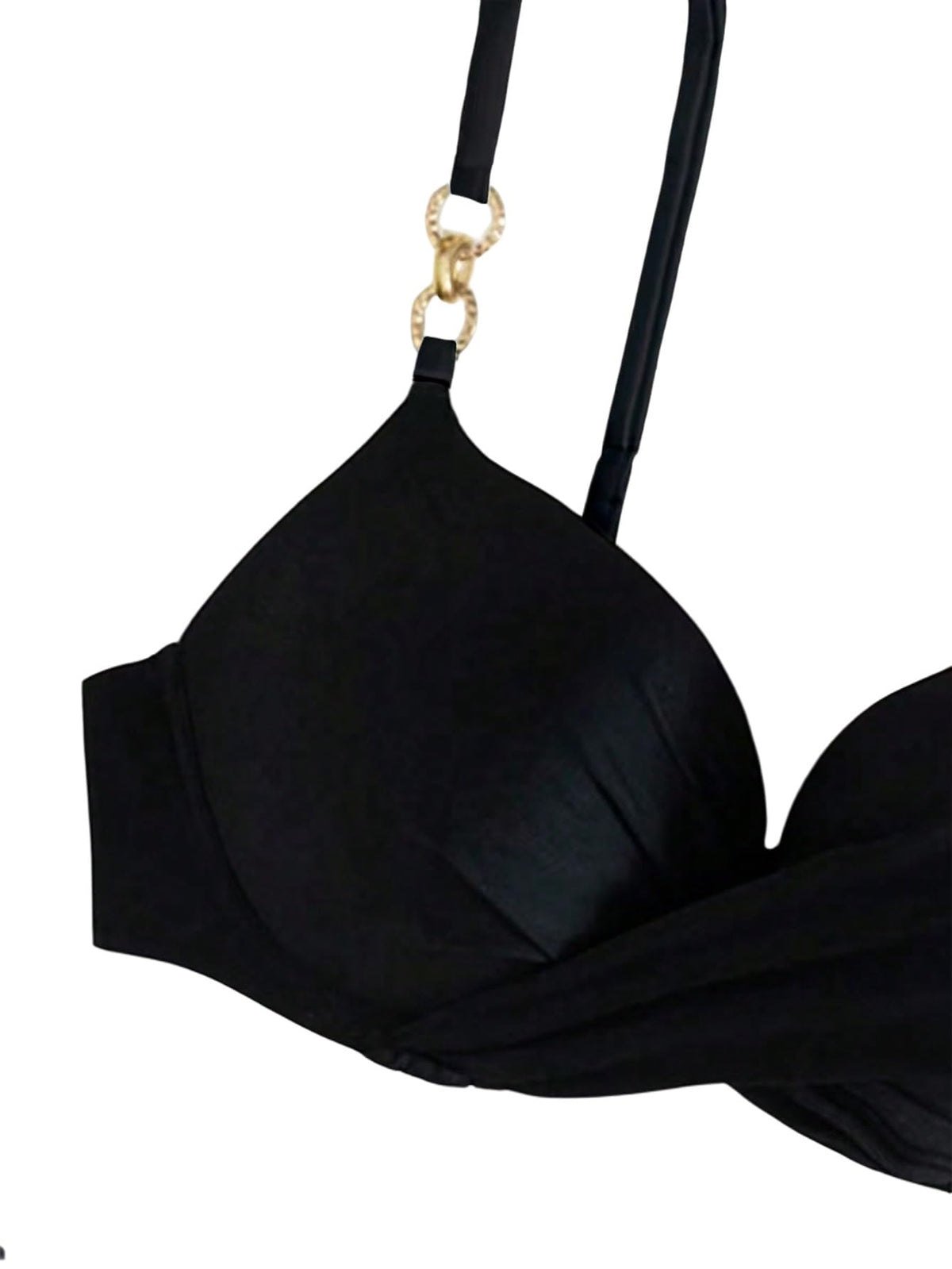 Costum de baie două piese damă cu armătură push-up și slip brazilian – Negru L