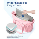 Women's Puffy Tote Bag Zipped Shoulder Laptop Yoga Sports Handbag – Pink