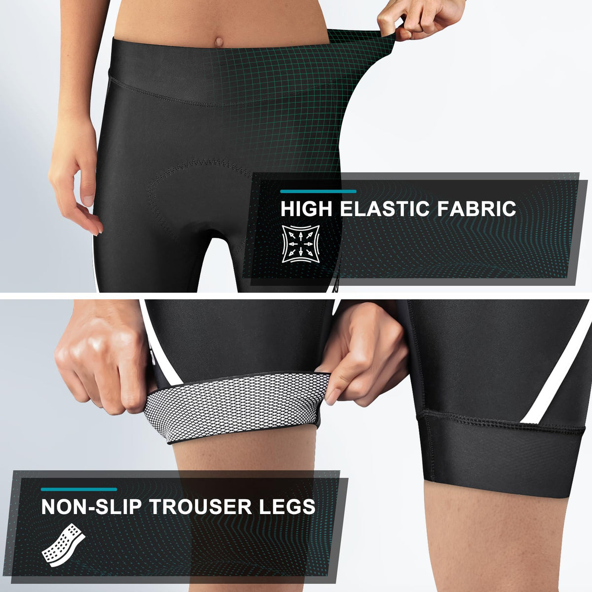 X-TIGER Women's Padded Cycling Shorts Quick-Dry Breathable with Zipped Pockets