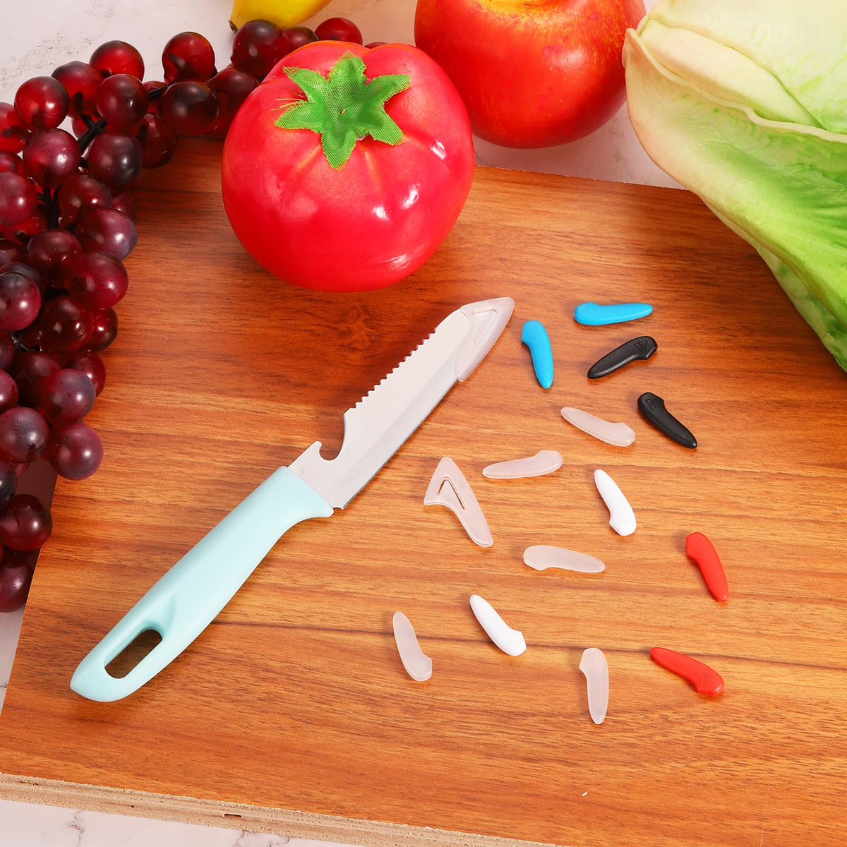 Tece huse de protecție pentru vârfuri și lame de cuțite din plastic, set 100 bucăți – Negru