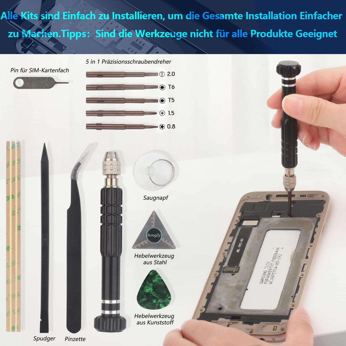 RongZy Display for Oppo Reno12 F, LCD Screen Replacement with Tools – Black with Frame