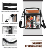 MoKo Transparent Crossbody Shoulder Bag Station Approved Tote with Detachable Strap – Black