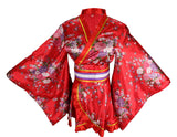 Women's Japanese Kimono Yukata Bathrobe Cosplay Silk Robe – Red XXL