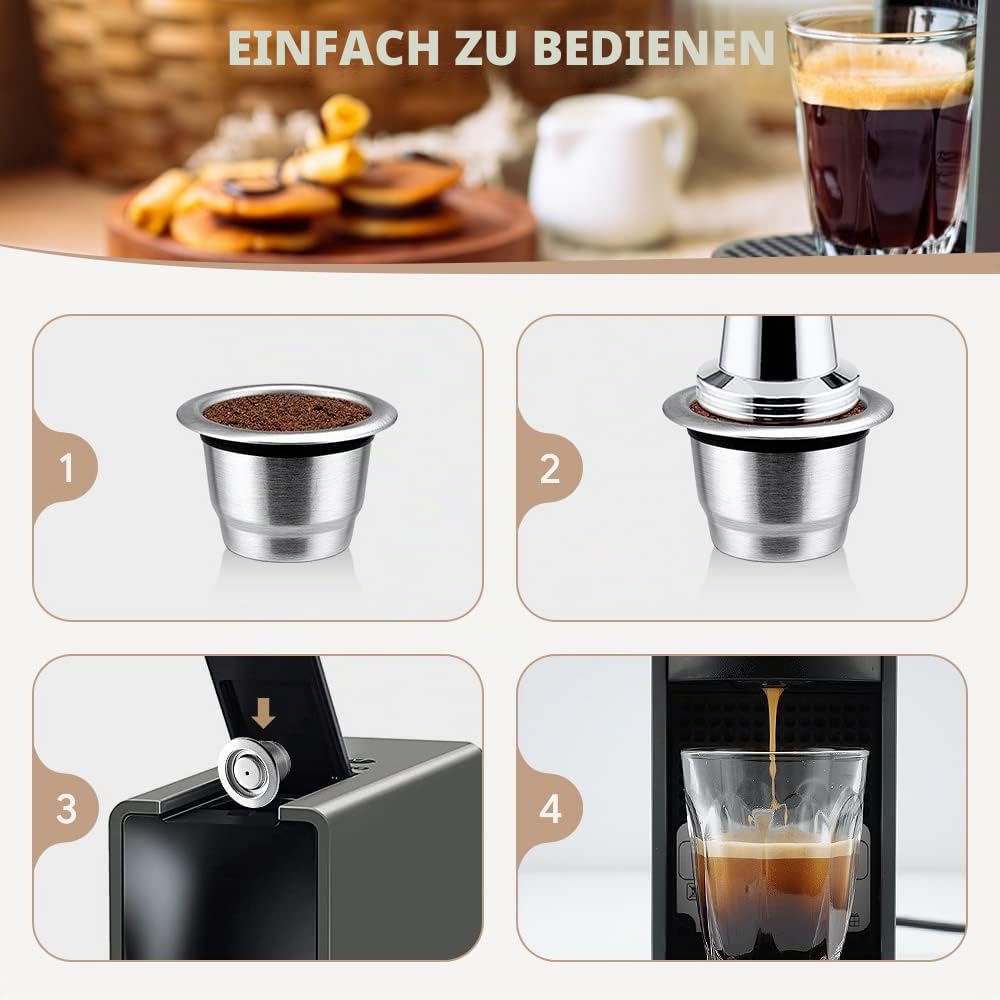 Capsulă de cafea reutilizabilă din inox reîncărcabilă compatibilă Nespresso – Argintiu