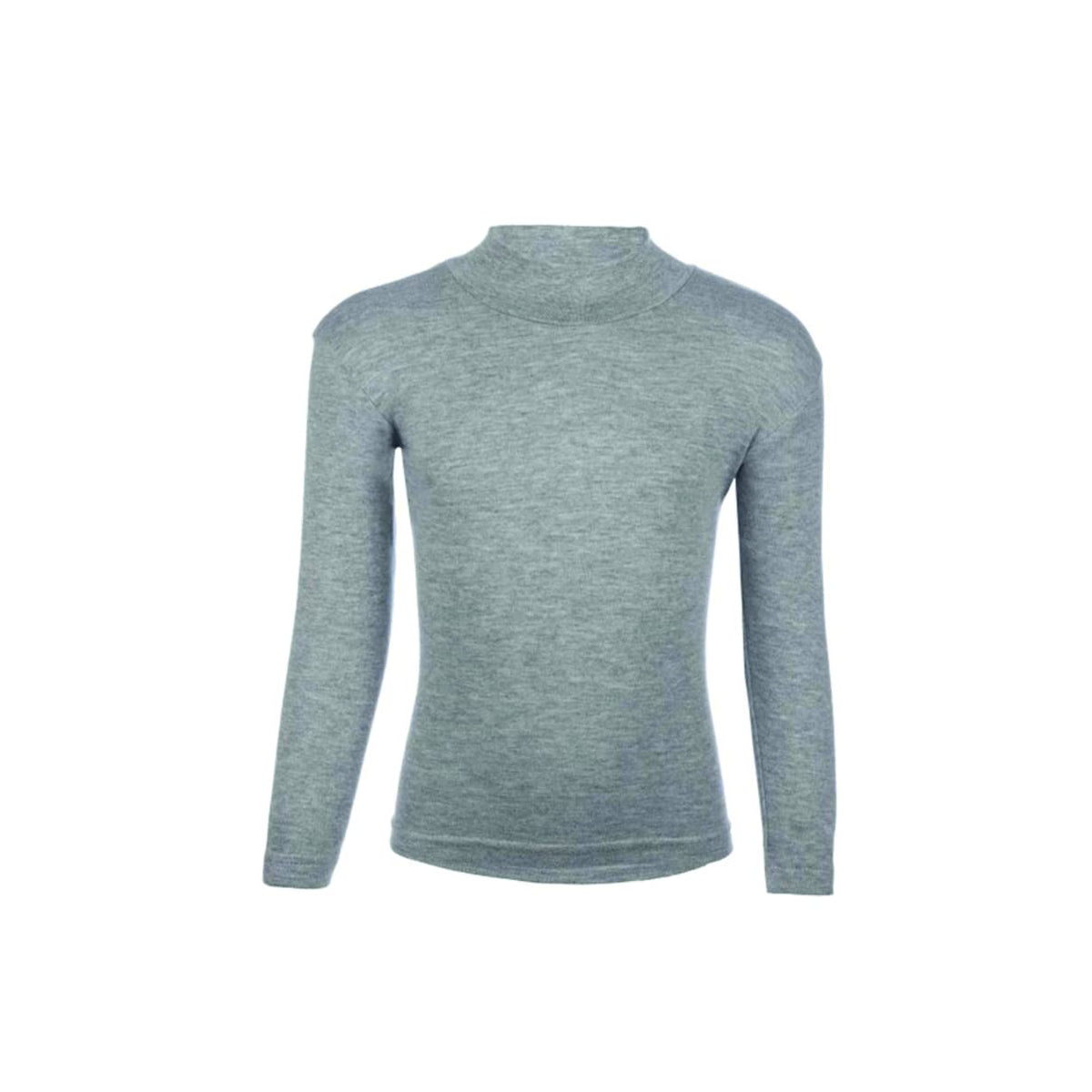 Tricou cu mânecă lungă și guler tunică pentru fete, bumbac rezistent – Gri Melange XL (6 ani)