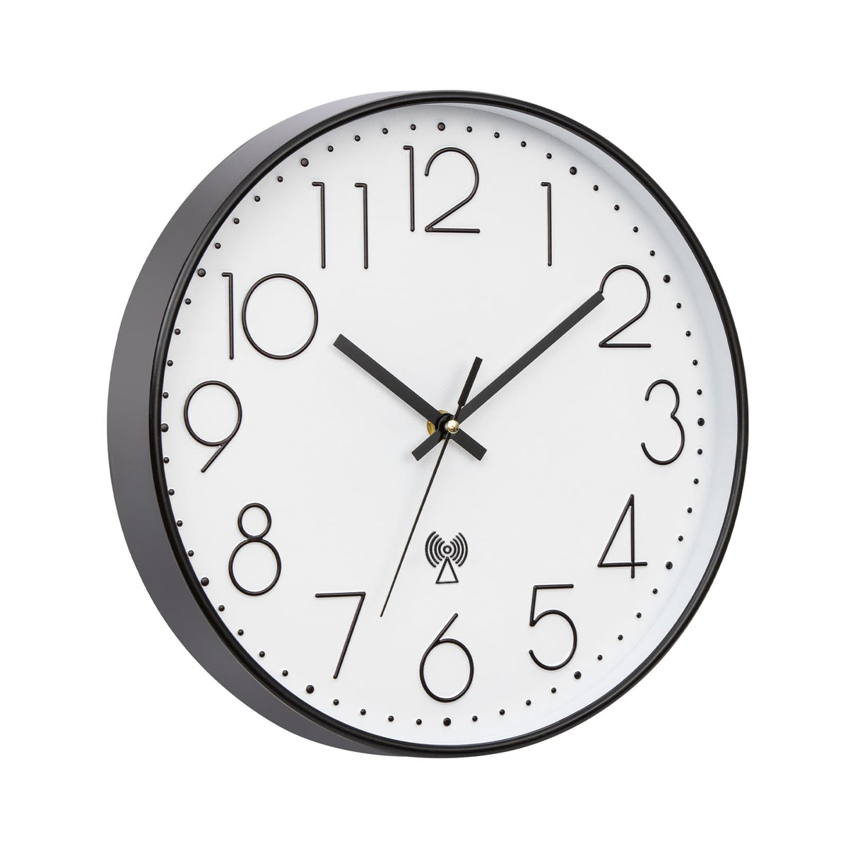 VIVILINEN radio-controlled clock, silent wall clock without ticking noise, modern radio-controlled wall clock, silent wall clock, non-ticking hanging clock for living room, bedroom, office, kitchen, 30 x 30 cm / 12 inches (black and white-2)