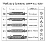 Set 5 extractoare de șuruburi rupte sau deteriorate Niudai din oțel rapid HSS 2-12 mm