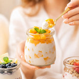Dessert Jars 12-Pack 200ml with Lids Spoons & Labels - Clear