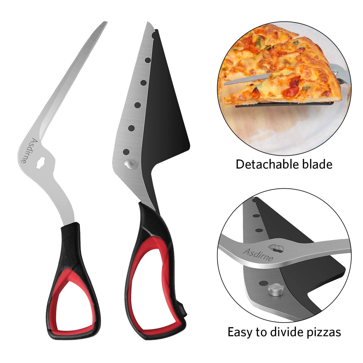Foarfecă multifuncțională de tăiat pizza din inox alimentar cu mâner ergonomic Asdirne 27 cm