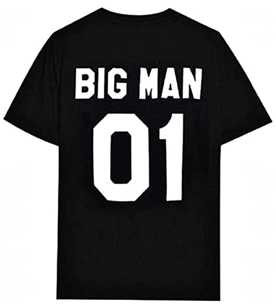 Matching Father & Son T-Shirt Cotton Casual Funny Print – Black XXL