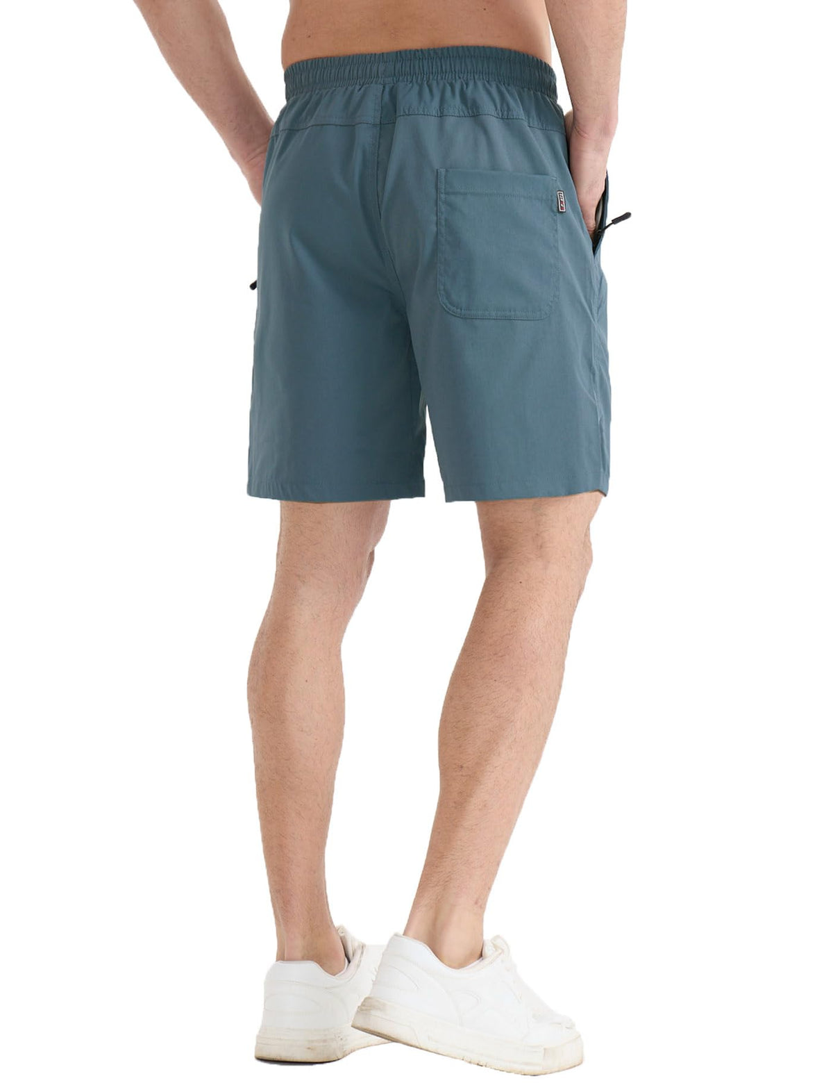 Men’s Chino Stretch Bermuda Shorts Lightweight Leisure Shorts with Zip Elastic Waist – Denim Blue M