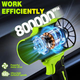 Cordless Leaf Blower Turbo 2x4.0Ah Batteries 65m/s 800000RPM Lightweight – Green