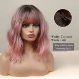 Esmee 14-inch Short Pink Wig with Bangs Synthetic Hair for Women – Ombre