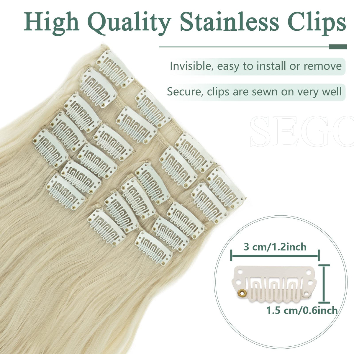Clip-in Hair Extensions 55cm Curly/Wavy 12pcs 180g – Bleached Blonde