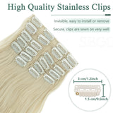 Clip-in Hair Extensions 55cm Curly/Wavy 12pcs 180g – Bleached Blonde