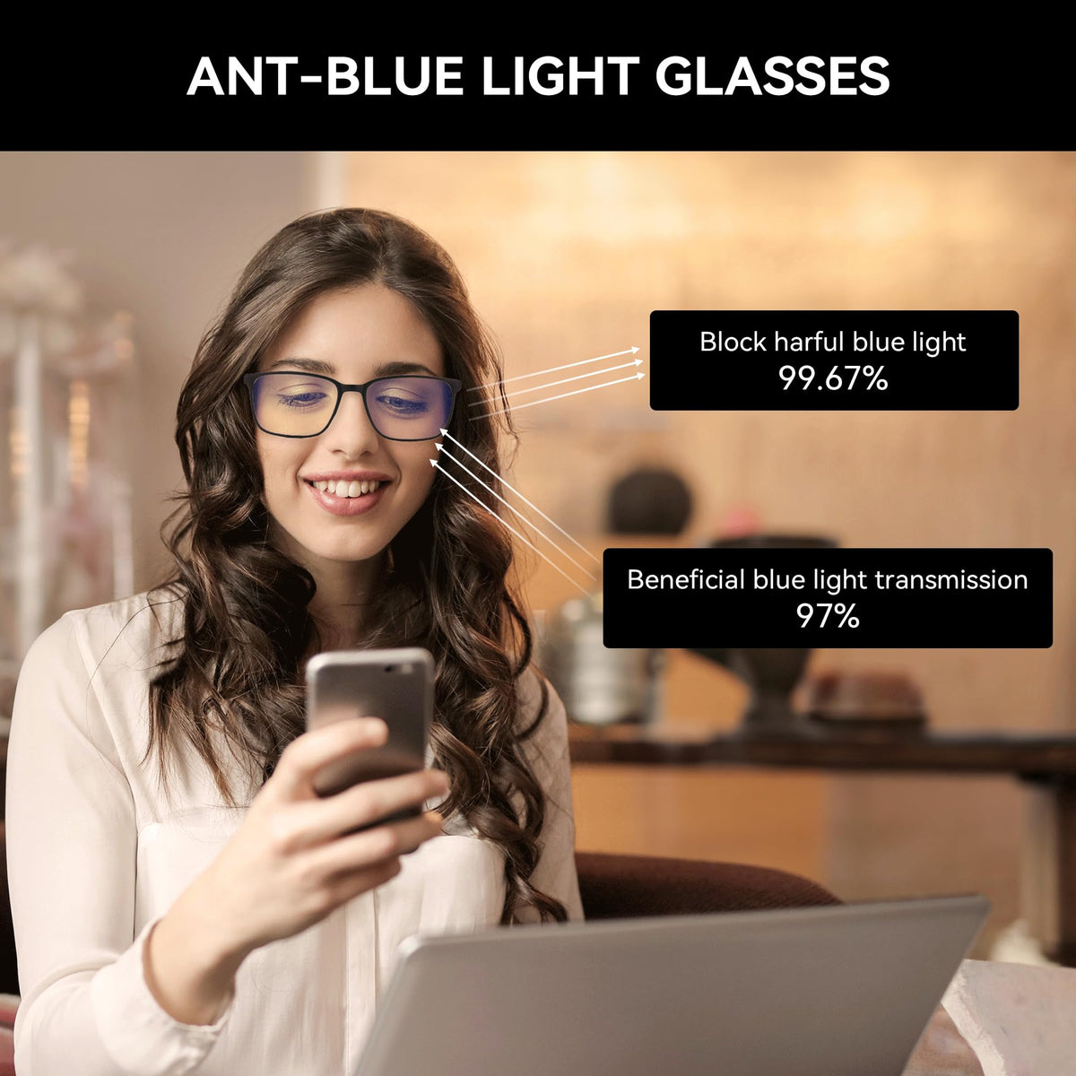 ZENOTTIC Square Frame Blue Light Blocking Reading Glasses for Men, Anti-Glare Computer Sports Glasses