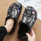 Men's Camouflage Clogs Lightweight Water Shoes Adjustable Heel Strap – Black EU 45