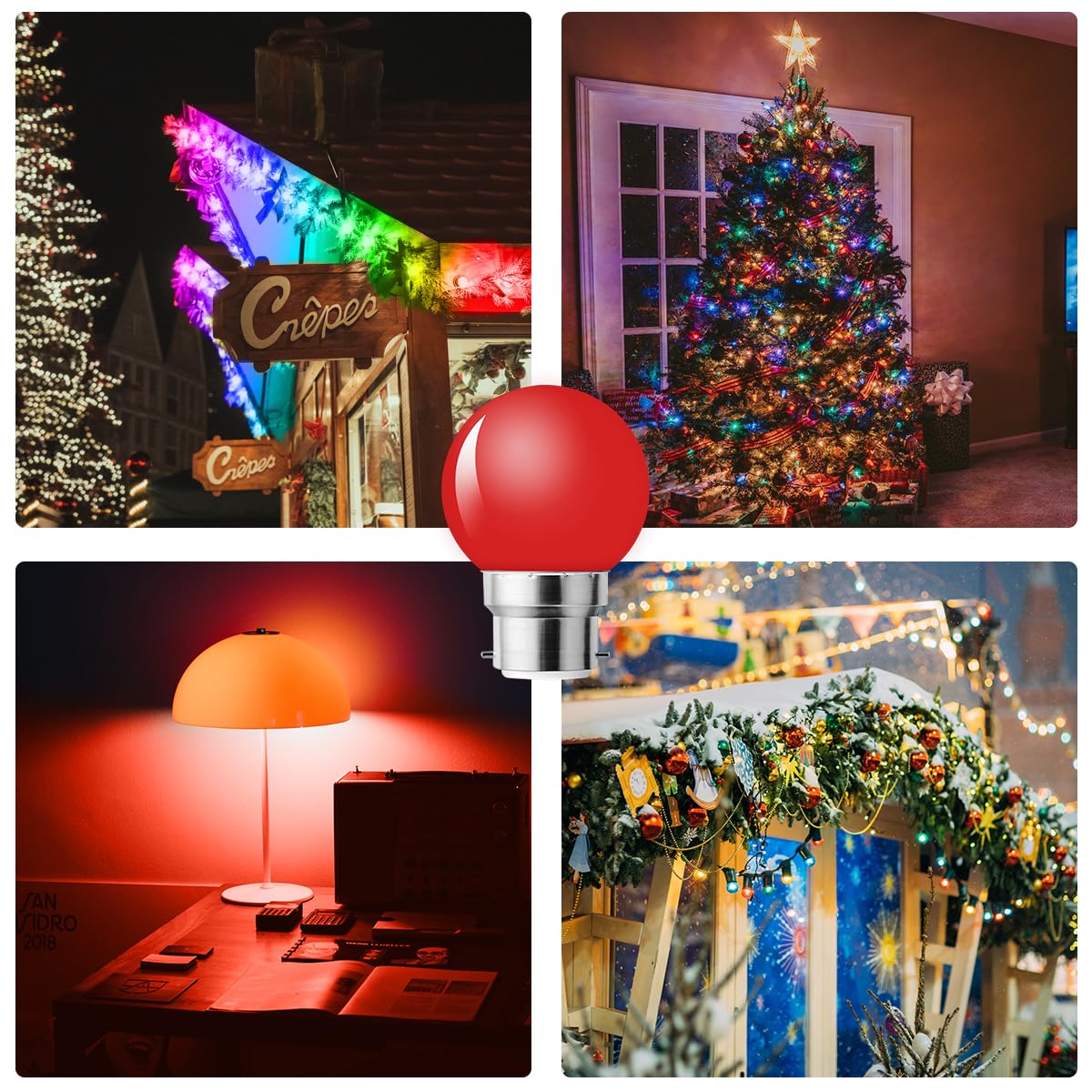 Becuri LED decorative B22 baionetă 2W G45, set 42 bucăți – Multicolor