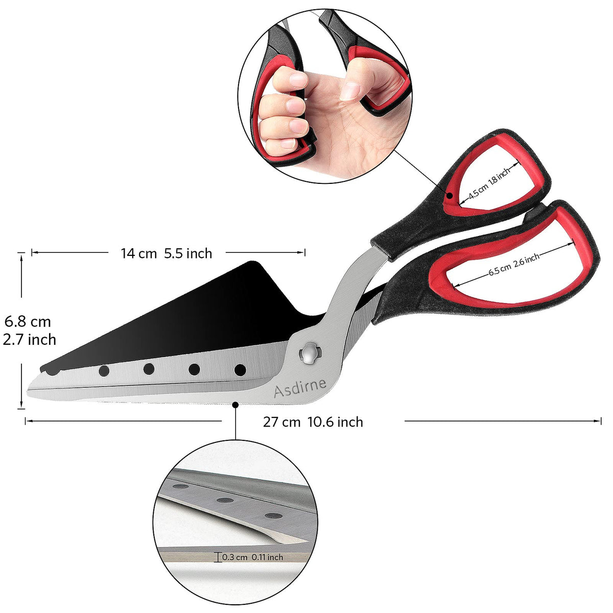 Foarfecă multifuncțională de tăiat pizza din inox alimentar cu mâner ergonomic Asdirne 27 cm