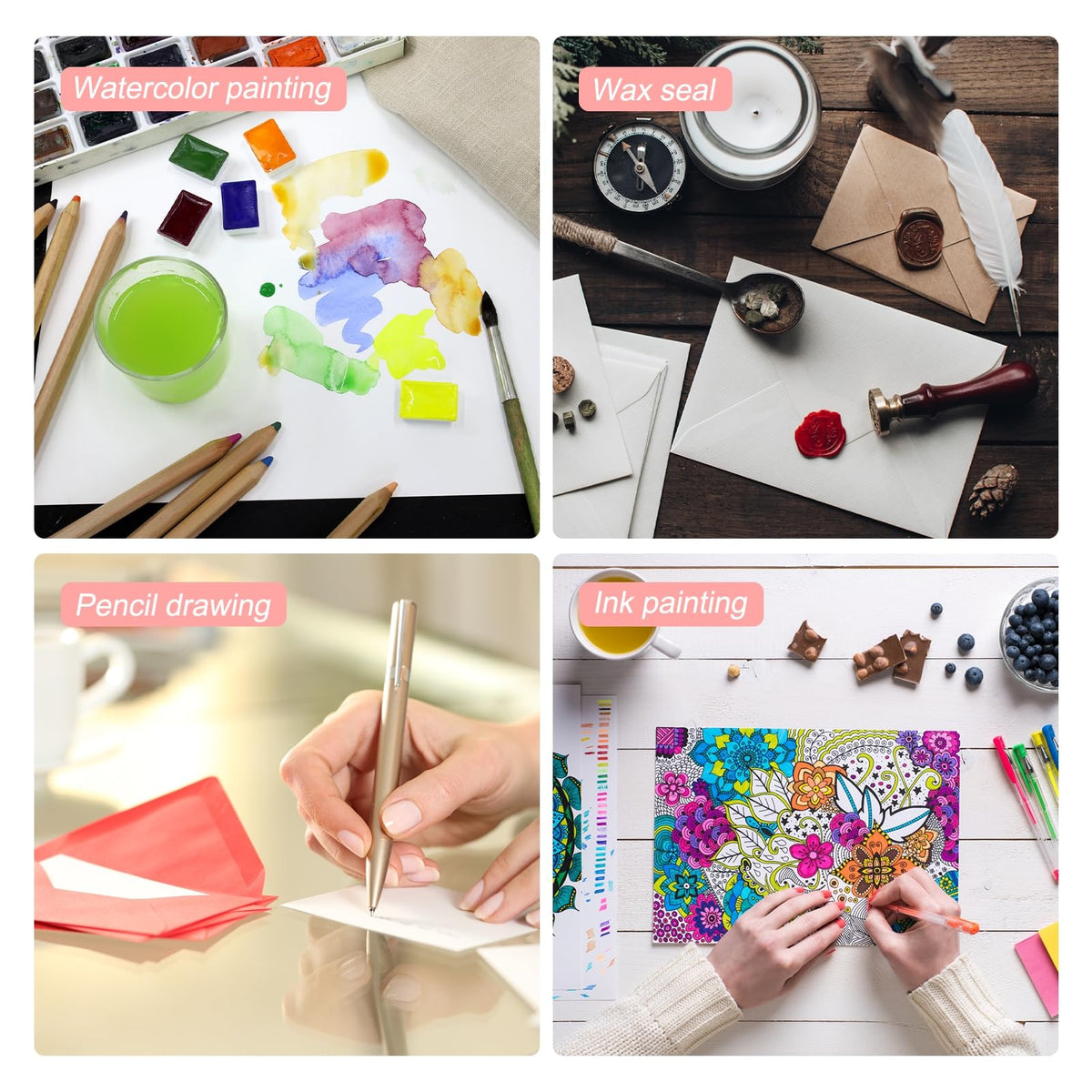 PATIKIL 5x7 Inch Pure Cotton Watercolour Cards – 50 Sets with Envelopes