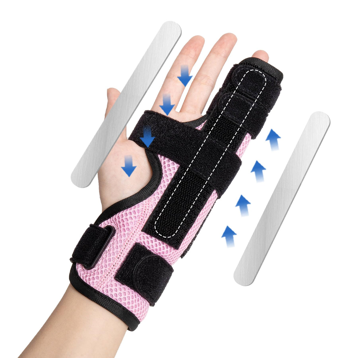 Little Finger Splint Metal Brace for Tendonitis Sprains Arthritis Right/Left – Pink S