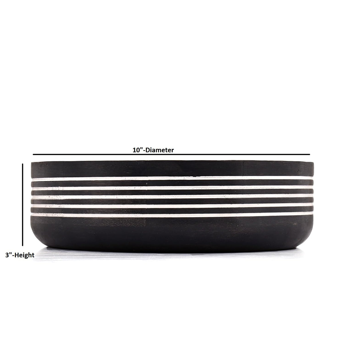 Mango Wood Serving Bowl Sleek Black Finish – 25.4x7.62cm