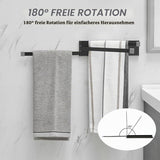 Wall-mounted 3-arm Guest Towel Rack No-drill Rotatable 180° – Grey