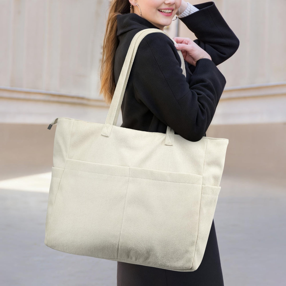 Cord Beach Bag XXL Zipper 17-inch Laptop Compartment – 25L
