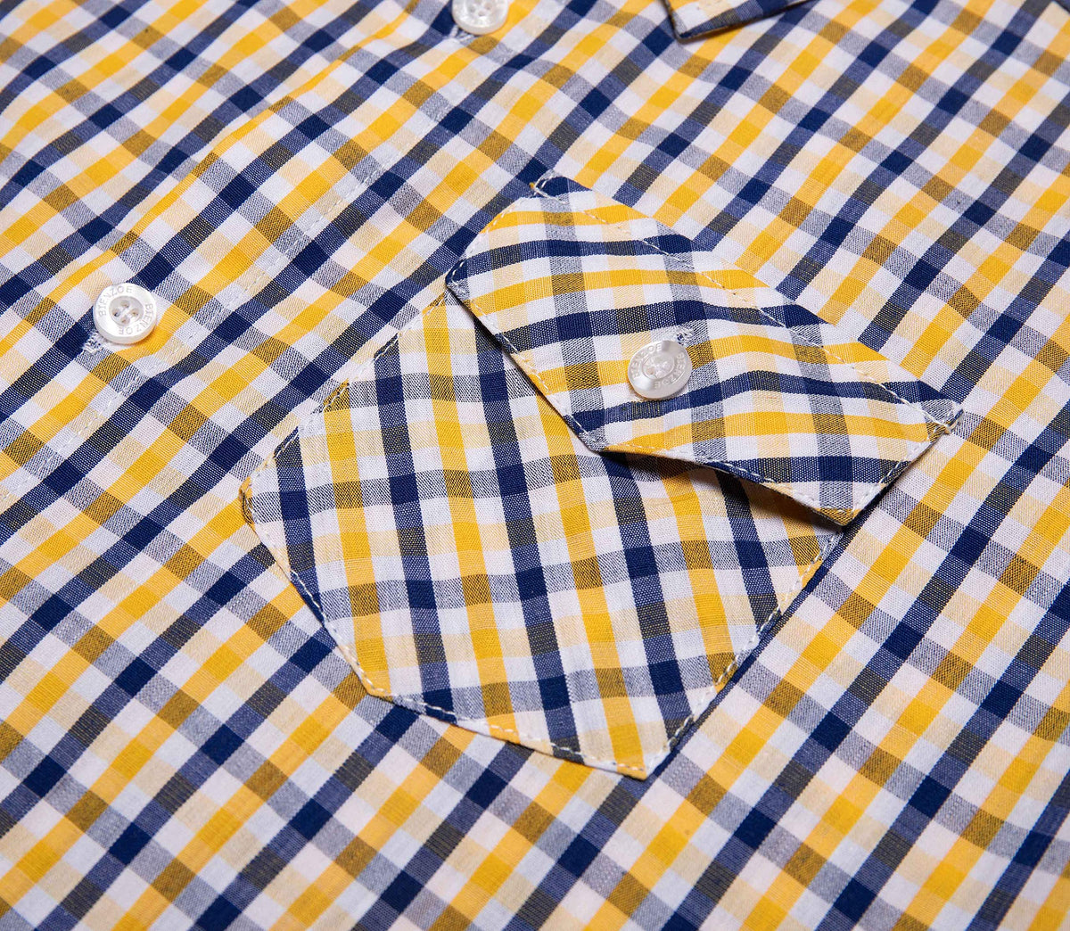 Boys' Cotton Short Sleeve Shirt – Blue/Yellow DE 4-5