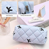 Floral Pencil Case Makeup Pouch Smooth Zipper Small Floral Design – Blue