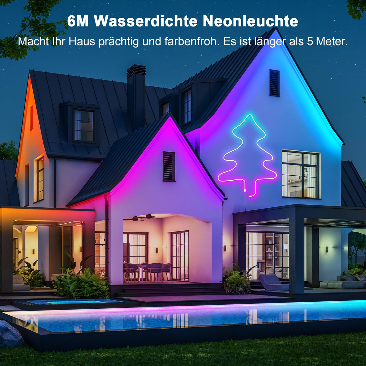 Cozylady 6M RGB Neon LED Strip, Flexible Strips with strong double-sided adhesive tape, 24V LED light ropes with app/remote control applicable to bedroom, room & outdoor decoration.