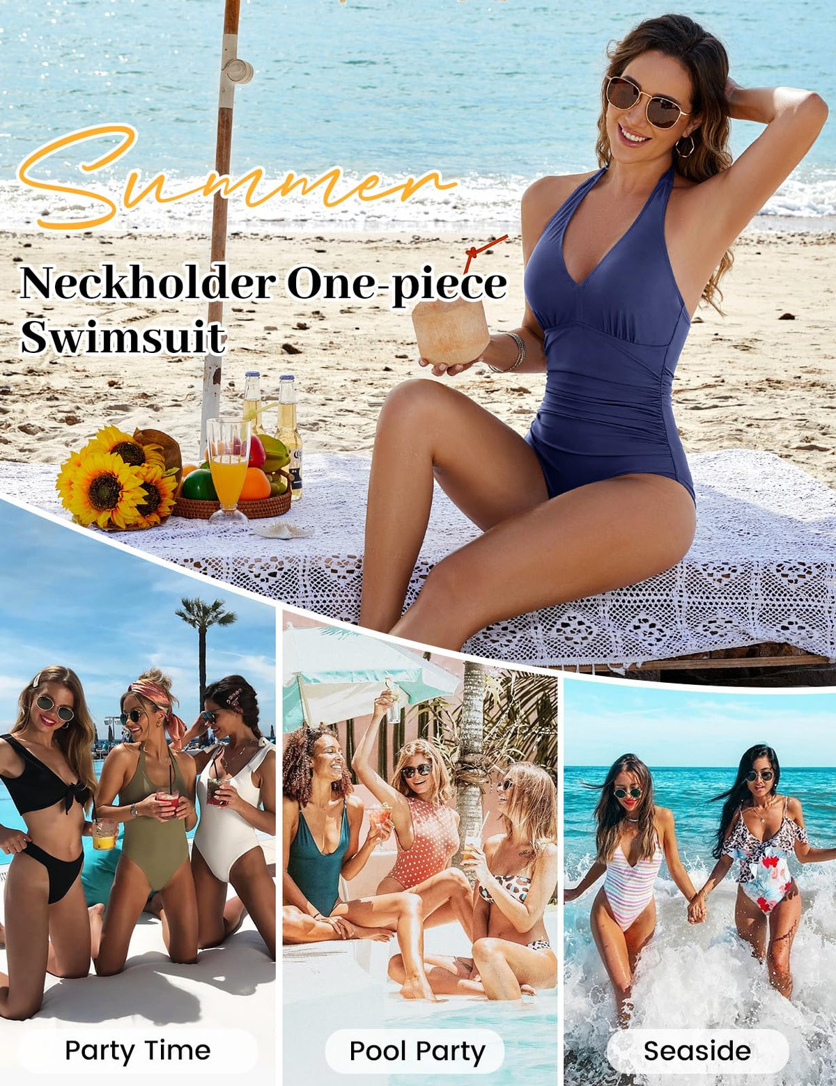 Costum de baie întreg damă push-up buretat cu drapaj modelator – Bleumarin S
