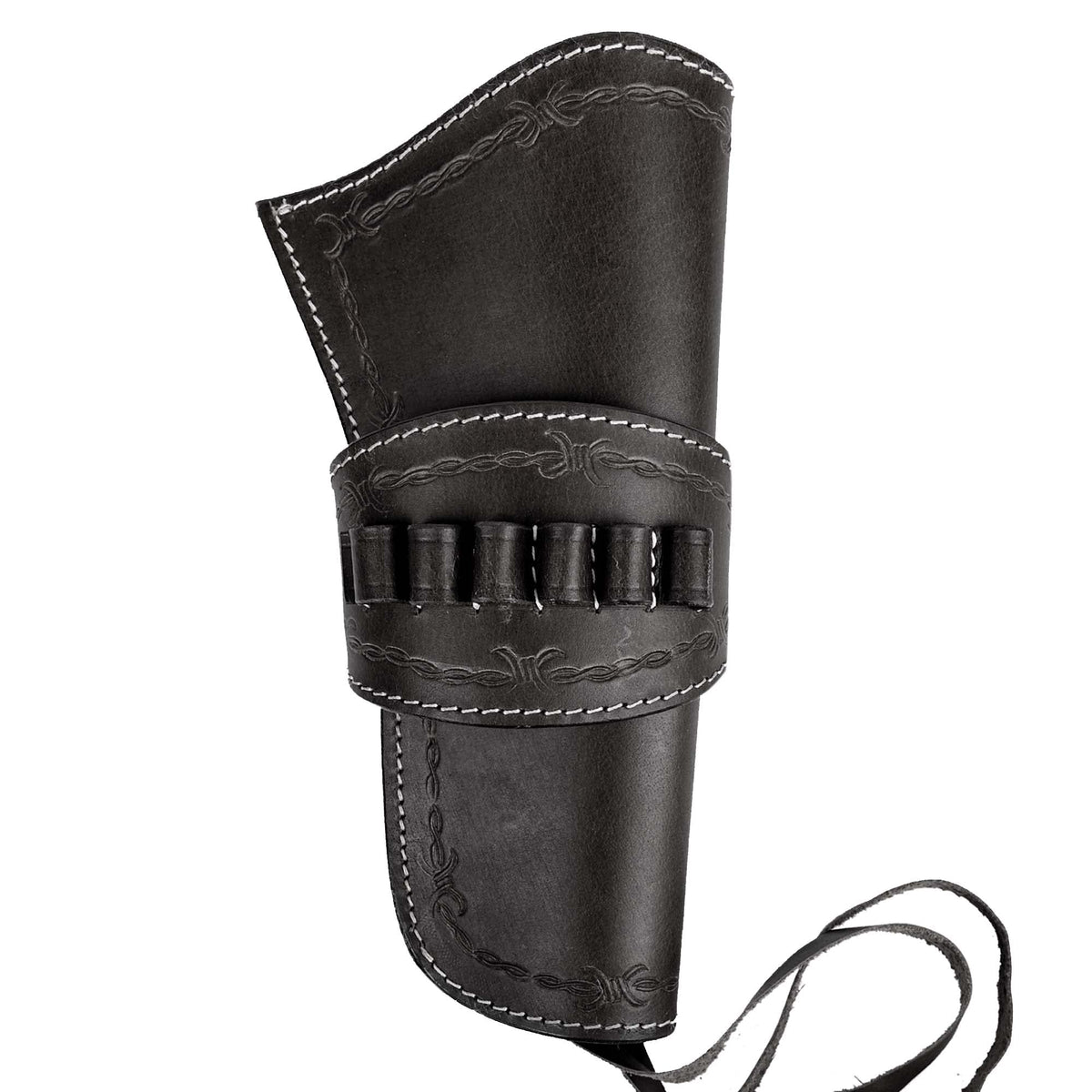 Toc de pistol cowboy din piele cu suport muniție pentru revolvere 9mm/.38/.357/.40 și 4–8 inch – Universal