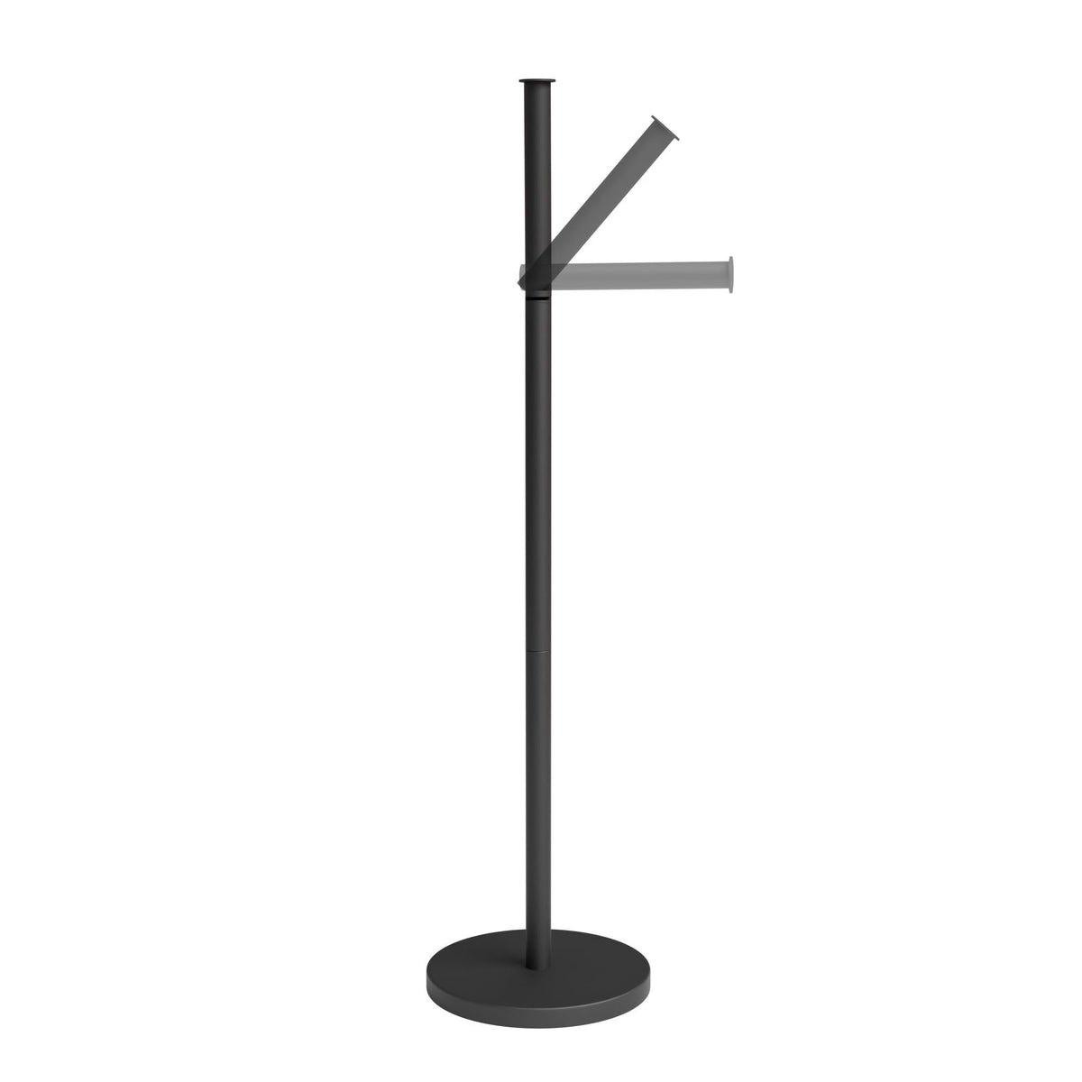 Freestanding Toilet Roll Holder Click-Up Arm Holds 4 Spare Rolls – Black