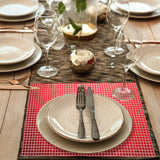 Shiny Mirror Placemats 6-piece Retro Square Glitter Table Mats - Red 11.8x17.7in