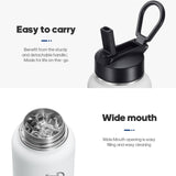 HydroPal Stainless Steel Insulated Water Bottle BPA-Free for Carbonated Drinks with Straw & 2 Lids