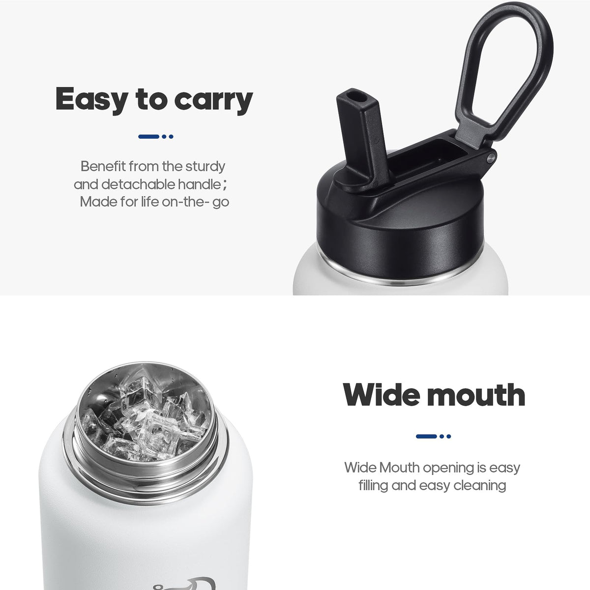 HydroPal Stainless Steel Insulated Water Bottle BPA-Free for Carbonated Drinks with Straw & 2 Lids