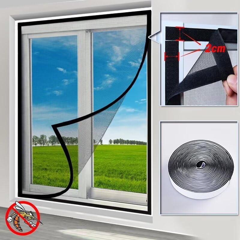 Window Mosquito Net Fly Curtain Easy Install No Drilling – 60x80cm