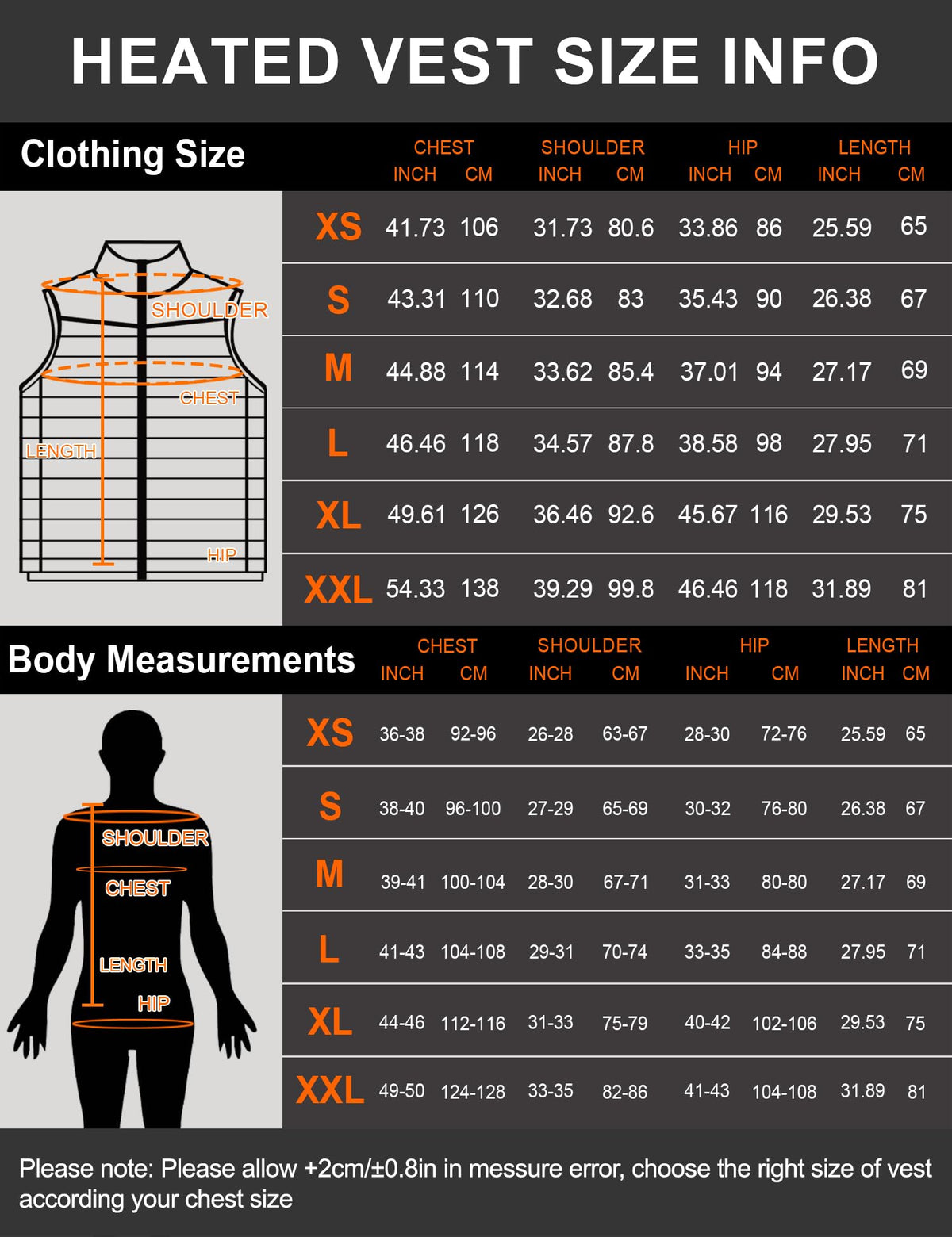 Heated Vest with 15 Heating Pads for Men and Women – Body Warmer for Cycling/Skiing