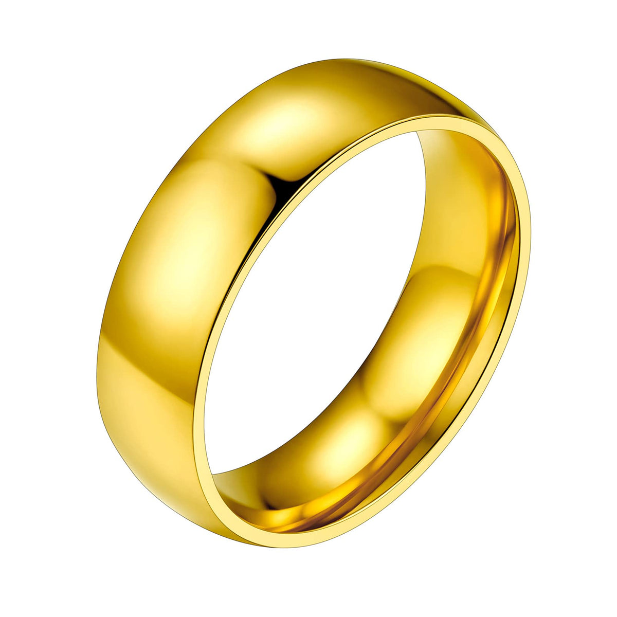 18k Gold-Plated Women's Ring High Polished 6mm Band – Size 49