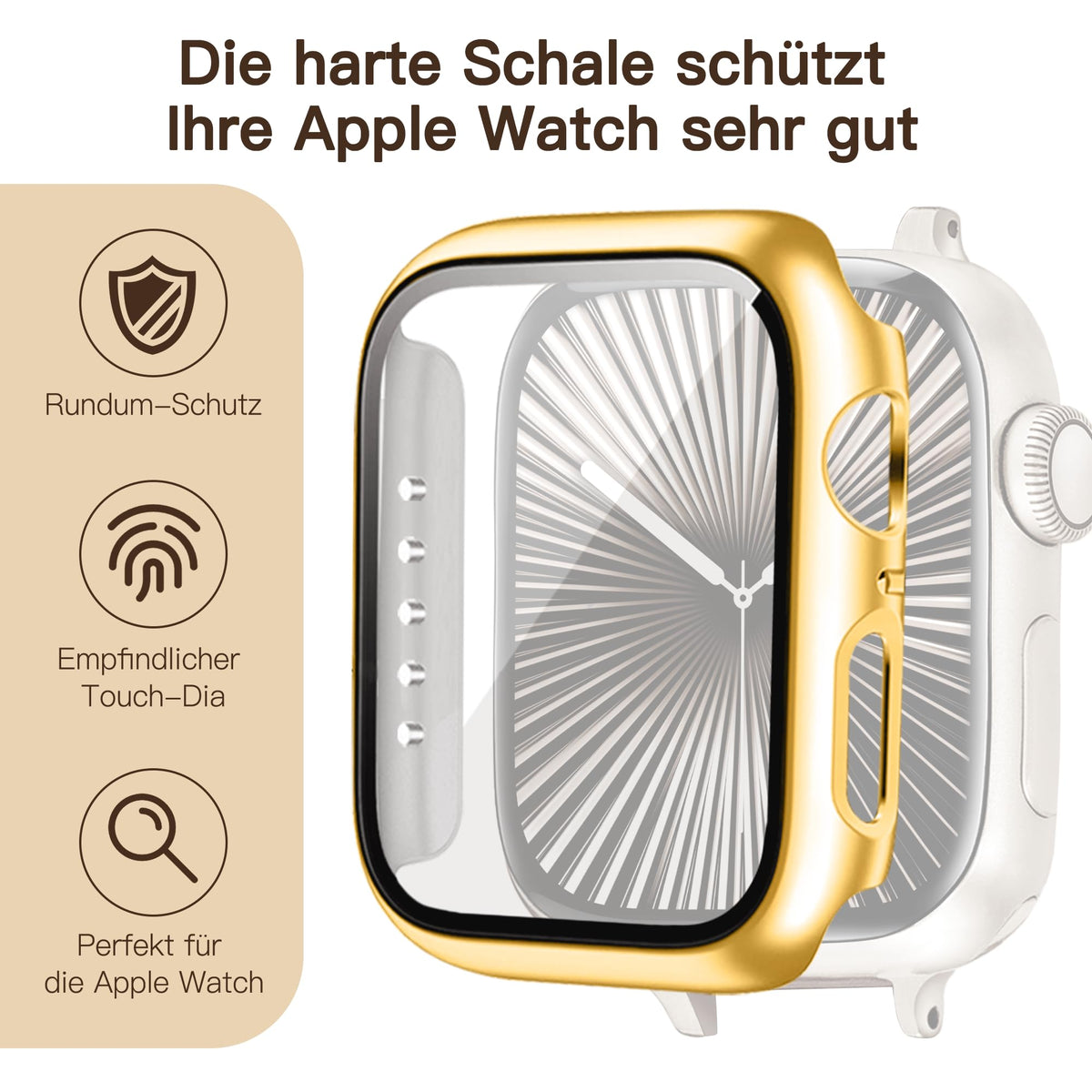 Brățară din inox cu carcasă de protecție pentru Apple Watch 40mm Seria 6/5/4/SE – Starlight/Auriu