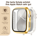 Brățară din inox cu carcasă de protecție pentru Apple Watch 40mm Seria 6/5/4/SE – Starlight/Auriu