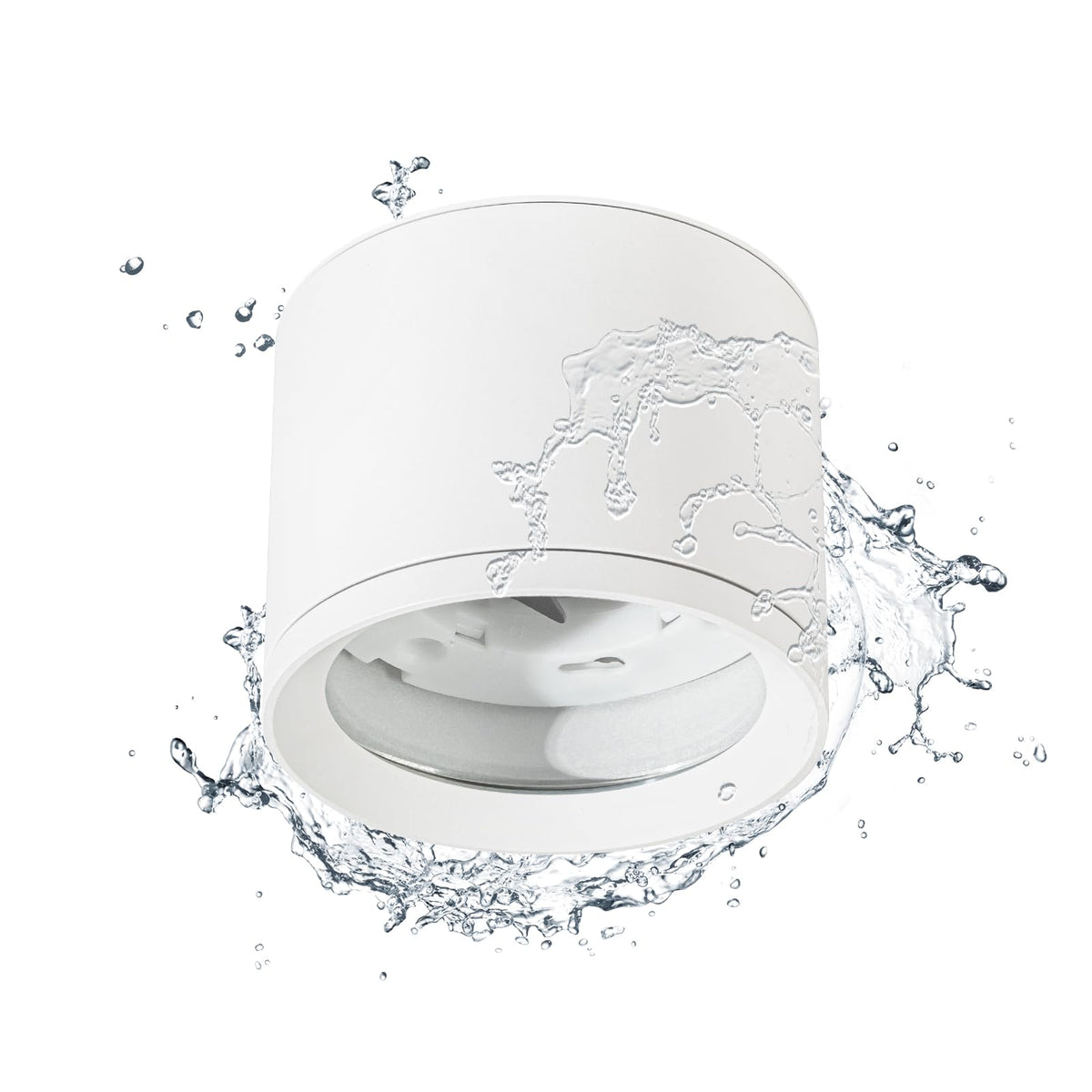 Gleonlux LED surface-mounted spotlight ceiling spot IP44 GX53, surface-mounted spotlight matt white, surface-mounted 230v, spots ceiling light round, ceiling lamp aluminum Ø84x68mm, surface-mounted light for bathroom, bathroom, no light bulb